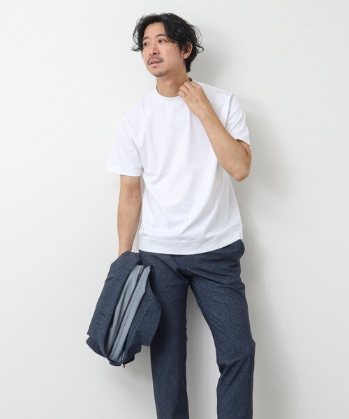 NOLLEY’S(ノーリーズ)の「《ビジカジ対応》シルケットスムース / 天竺 ジャケット用Tシャツ(Tシャツ/カットソー・メンズ・ネイビー/ブラック/ホワイト/ホワイト系その他/ダークグリーン/チャコールグレー・S/M/L/XL)」の10枚目の写真
