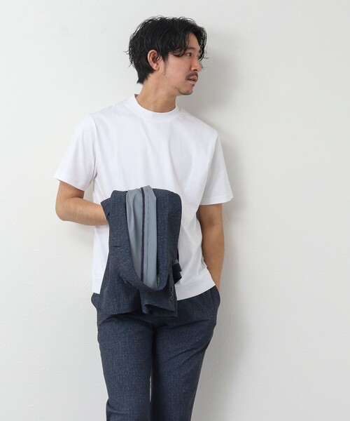 NOLLEY’S(ノーリーズ)の「《ビジカジ対応》シルケットスムース / 天竺 ジャケット用Tシャツ(Tシャツ/カットソー・メンズ・ネイビー/ブラック/ホワイト/ホワイト系その他/ダークグリーン/チャコールグレー・S/M/L/XL)」の11枚目の写真