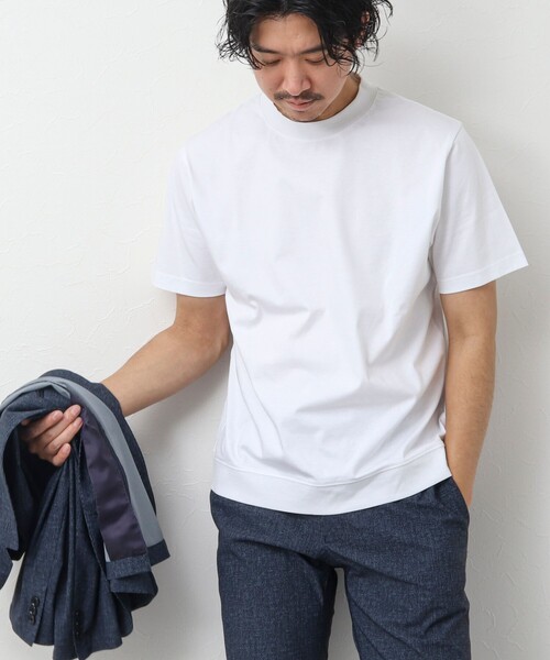 NOLLEY’S(ノーリーズ)の「《ビジカジ対応》シルケットスムース / 天竺 ジャケット用Tシャツ(Tシャツ/カットソー・メンズ・ネイビー/ブラック/ホワイト/ホワイト系その他/ダークグリーン/チャコールグレー・S/M/L/XL)」の12枚目の写真