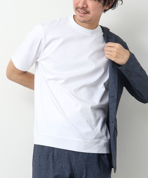 NOLLEY’S(ノーリーズ)の「《ビジカジ対応》シルケットスムース / 天竺 ジャケット用Tシャツ(Tシャツ/カットソー・メンズ・ネイビー/ブラック/ホワイト/ホワイト系その他/ダークグリーン/チャコールグレー・S/M/L/XL)」の15枚目の写真