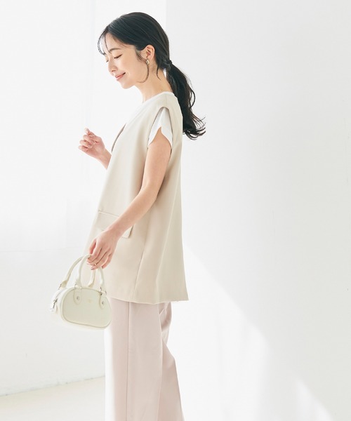 coca(coca)(コカ)の「セットアップ対応Vネックベスト(ベスト・レディース・ライトベージュ/ブラック・L/M)」の11枚目の写真