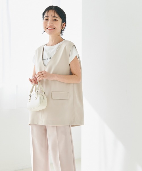 coca(coca)(コカ)の「セットアップ対応Vネックベスト(ベスト・レディース・ライトベージュ/ブラック・L/M)」の15枚目の写真