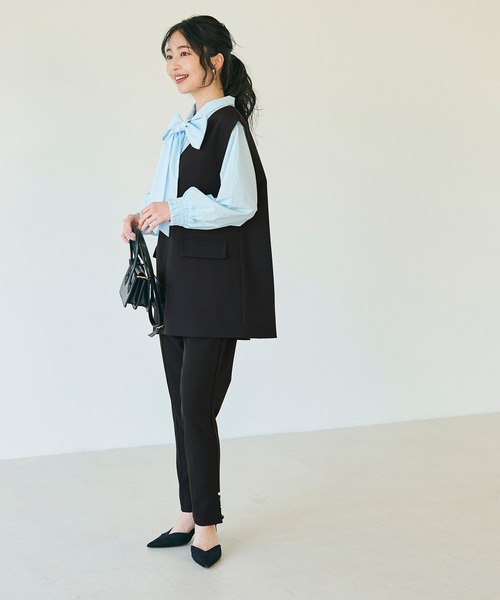coca(coca)(コカ)の「セットアップ対応Vネックベスト(ベスト・レディース・ライトベージュ/ブラック・L/M)」の10枚目の写真