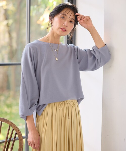ANY(エニィ)の「ジャガード袖ねじりプルオーバー(Tシャツ/カットソー・レディース・アイボリー系/サックスブルー系/ライトイエロー系・3/2)」の4枚目の写真