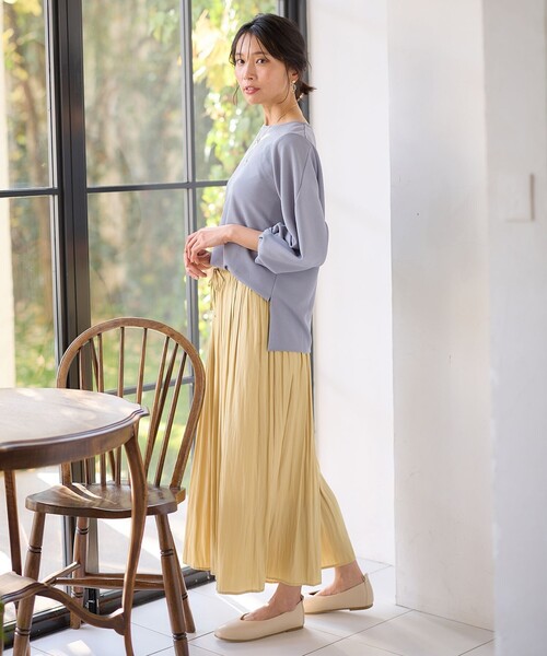 ANY(エニィ)の「ジャガード袖ねじりプルオーバー(Tシャツ/カットソー・レディース・アイボリー系/サックスブルー系/ライトイエロー系・3/2)」の6枚目の写真