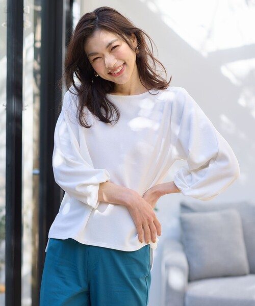 ANY(エニィ)の「ジャガード袖ねじりプルオーバー(Tシャツ/カットソー・レディース・アイボリー系/サックスブルー系/ライトイエロー系・3/2)」の12枚目の写真