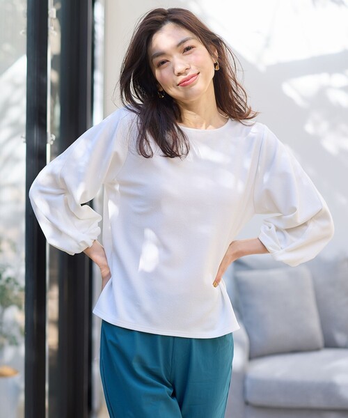 ANY(エニィ)の「ジャガード袖ねじりプルオーバー(Tシャツ/カットソー・レディース・アイボリー系/サックスブルー系/ライトイエロー系・3/2)」の13枚目の写真