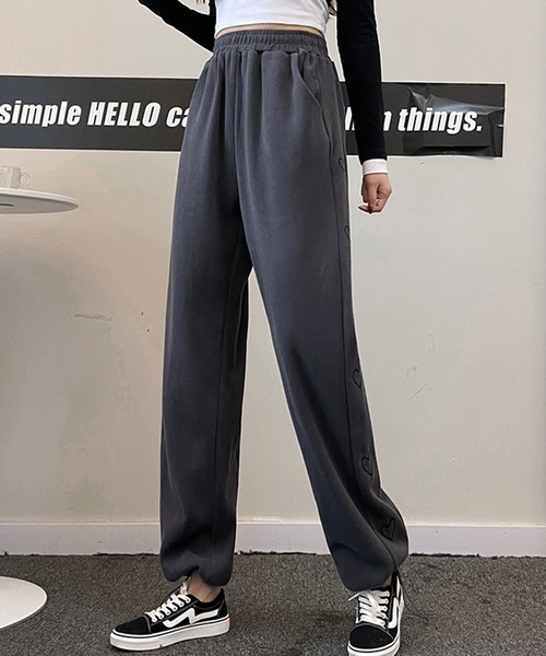 SHEPP(シープ)の「サイドハートライン スウェットパンツ(スウェットパンツ・レディース・ホワイト/ライトグレー/チャコール/ブラック・S/M/L)」の4枚目の写真