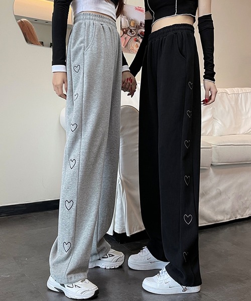 SHEPP(シープ)の「サイドハートライン スウェットパンツ(スウェットパンツ・レディース・ホワイト/ライトグレー/チャコール/ブラック・S/M/L)」の3枚目の写真