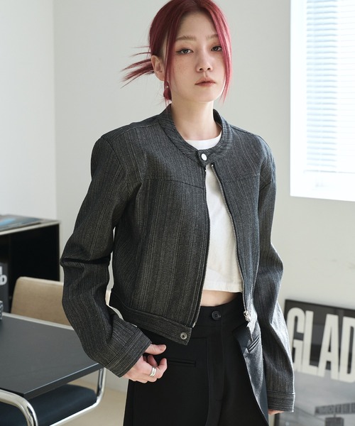 ジップアップ’90sミニマリズムクラシックデイリーデニムジャケット（テーラードジャケット）｜UNE MANSION（ユヌマンション）