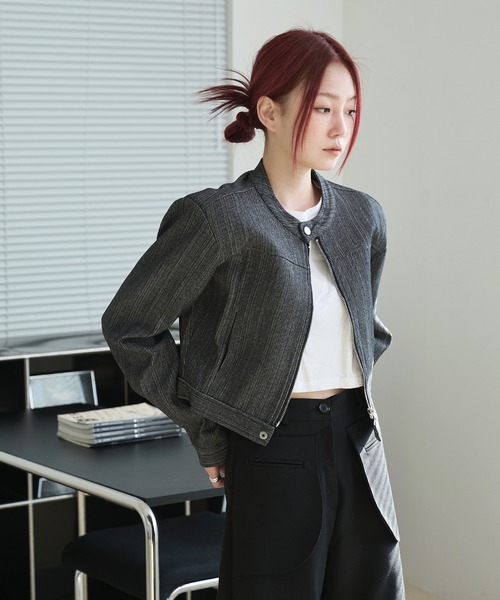 ジップアップ’90sミニマリズムクラシックデイリーデニムジャケット（テーラードジャケット）｜UNE MANSION（ユヌマンション）