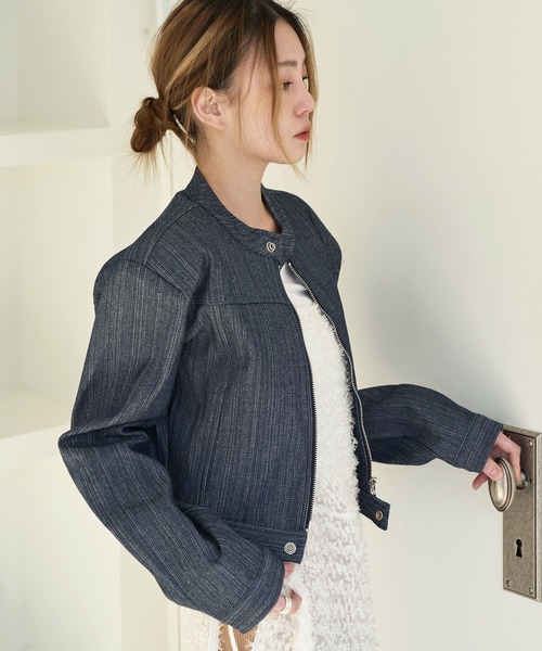 ジップアップ’90sミニマリズムクラシックデイリーデニムジャケット（テーラードジャケット）｜UNE MANSION（ユヌマンション）
