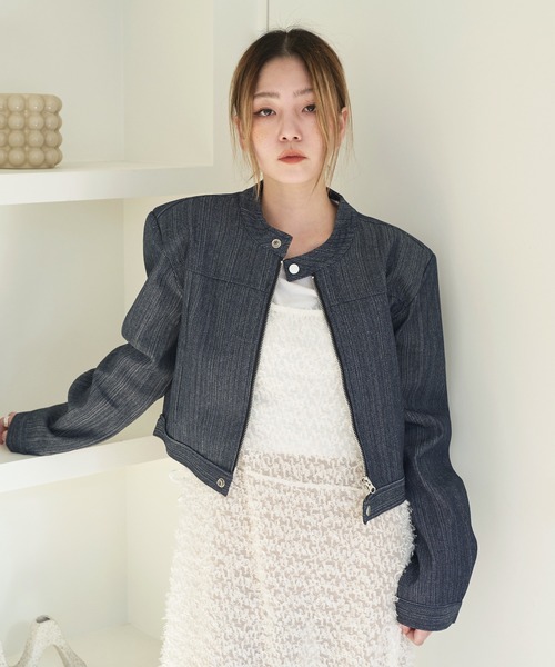 ジップアップ’90sミニマリズムクラシックデイリーデニムジャケット（テーラードジャケット）｜UNE MANSION（ユヌマンション）