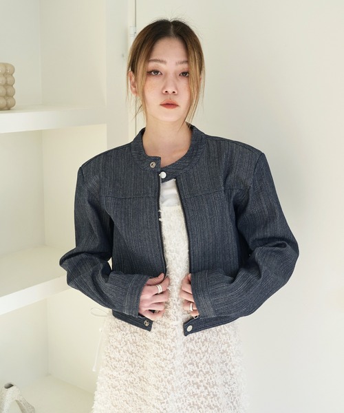 ジップアップ’90sミニマリズムクラシックデイリーデニムジャケット（テーラードジャケット）｜UNE MANSION（ユヌマンション）