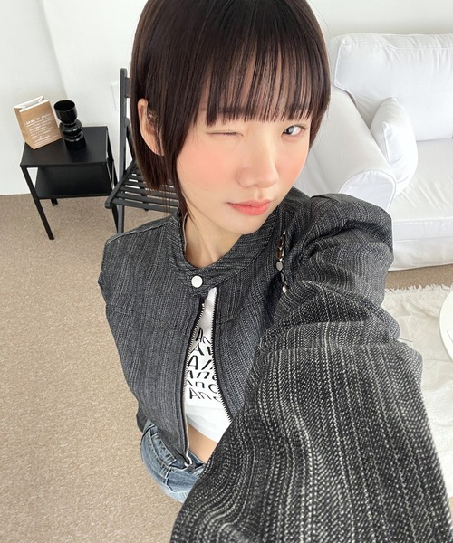 ジップアップ’90sミニマリズムクラシックデイリーデニムジャケット（テーラードジャケット）｜UNE MANSION（ユヌマンション）