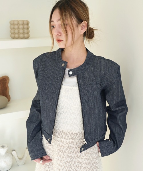 ジップアップ’90sミニマリズムクラシックデイリーデニムジャケット（テーラードジャケット）｜UNE MANSION（ユヌマンション）