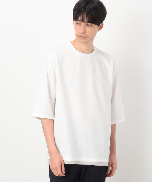 COMME CA ISM(コムサイズム)の「フェイクレイヤード 七分袖 Tシャツ(Tシャツ/カットソー・メンズ・ミント/グレイッシュベージュ/ブラック/ホワイト・MEDIUM/LARGE/X-LARGE)」の2枚目の写真