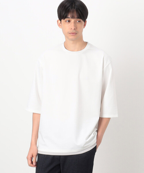 COMME CA ISM(コムサイズム)の「フェイクレイヤード 七分袖 Tシャツ(Tシャツ/カットソー・メンズ・ミント/グレイッシュベージュ/ブラック/ホワイト・MEDIUM/LARGE/X-LARGE)」の7枚目の写真