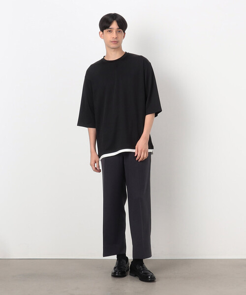 COMME CA ISM(コムサイズム)の「フェイクレイヤード 七分袖 Tシャツ(Tシャツ/カットソー・メンズ・ミント/グレイッシュベージュ/ブラック/ホワイト・MEDIUM/LARGE/X-LARGE)」の8枚目の写真