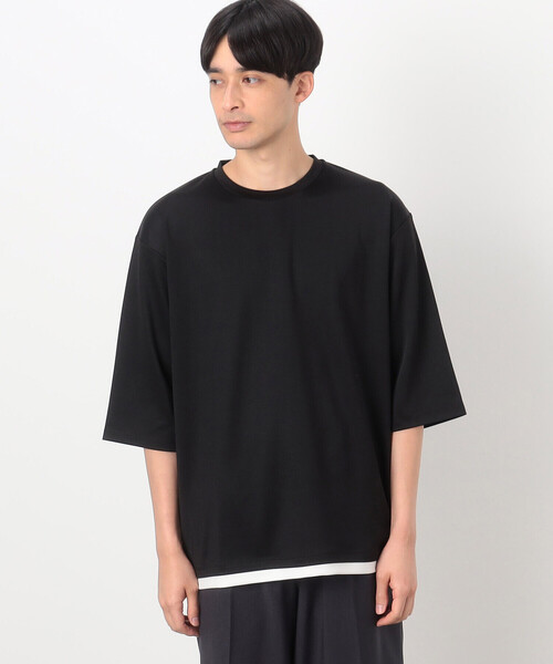 COMME CA ISM(コムサイズム)の「フェイクレイヤード 七分袖 Tシャツ(Tシャツ/カットソー・メンズ・ミント/グレイッシュベージュ/ブラック/ホワイト・MEDIUM/LARGE/X-LARGE)」の9枚目の写真