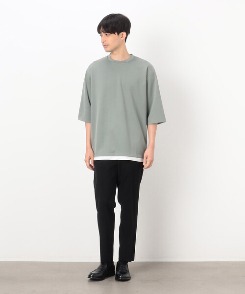 COMME CA ISM(コムサイズム)の「フェイクレイヤード 七分袖 Tシャツ(Tシャツ/カットソー・メンズ・ミント/グレイッシュベージュ/ブラック/ホワイト・MEDIUM/LARGE/X-LARGE)」の10枚目の写真
