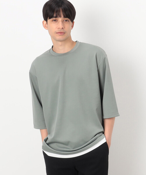 COMME CA ISM(コムサイズム)の「フェイクレイヤード 七分袖 Tシャツ(Tシャツ/カットソー・メンズ・ミント/グレイッシュベージュ/ブラック/ホワイト・MEDIUM/LARGE/X-LARGE)」の11枚目の写真