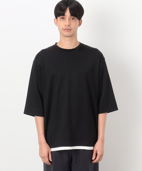 COMME CA ISM(コムサイズム)の「フェイクレイヤード 七分袖 Tシャツ(Tシャツ/カットソー・メンズ・ミント/グレイッシュベージュ/ブラック/ホワイト・MEDIUM/LARGE/X-LARGE)」の14枚目の写真