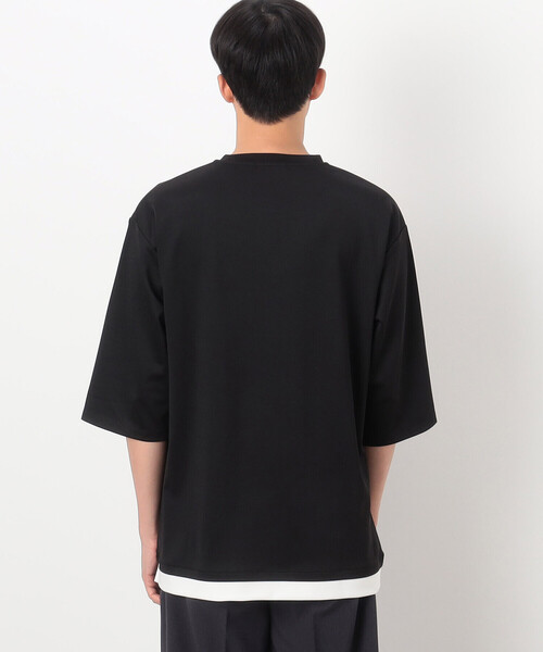 COMME CA ISM(コムサイズム)の「フェイクレイヤード 七分袖 Tシャツ(Tシャツ/カットソー・メンズ・ミント/グレイッシュベージュ/ブラック/ホワイト・MEDIUM/LARGE/X-LARGE)」の16枚目の写真