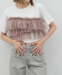 チュールフリルビスチェ付Tシャツ