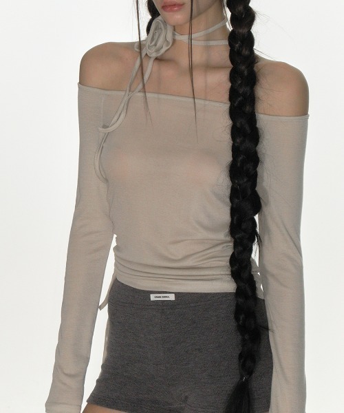 CRANK（クランク）の「A'GEM/9 × .kom 『CRANK/クランク』 ROSE STRING Off SHOULDER TOP/ローズオフショルダートップス（その他トップス・レディース・ブラック/ベージュ/ピンク・FREE）」の14枚目の写真