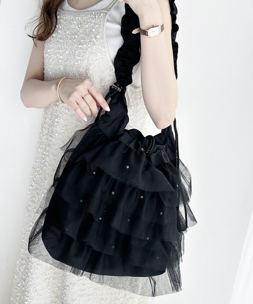 セール】【mily bilet】即華やか見え。ラインストーン付きチュール