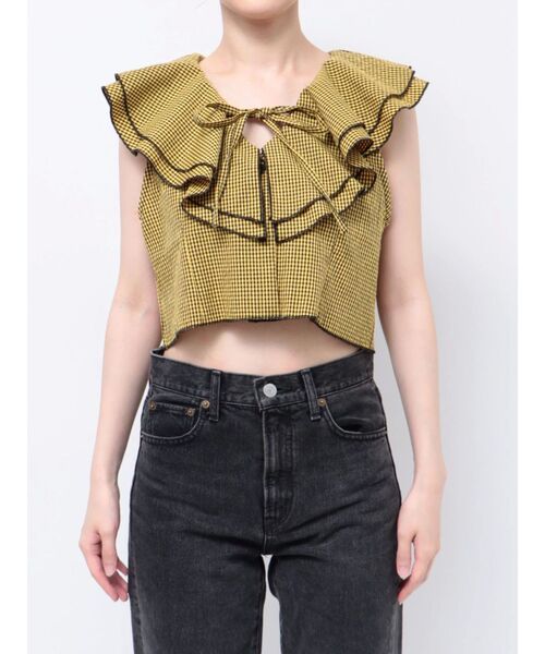 jouetie(ジュエティ)の「エアリーフリルノースリブラウス【セットアップ対応】(シャツ/ブラウス・レディース・イエロー/オフホワイト/ブラック・MEDIUM)」の8枚目の写真