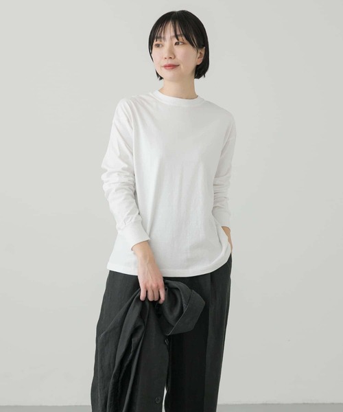 かぐれ（カグレ）の「クルーネック長袖カットソー（Tシャツ/カットソー・レディース・オフホワイト/オートミール・FREE）」の3枚目の写真