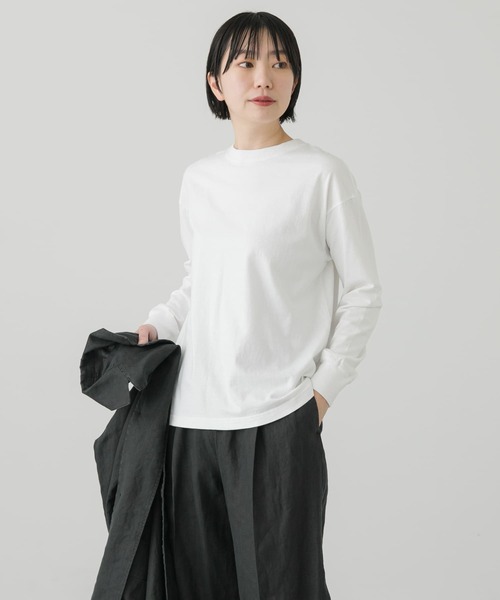 かぐれ（カグレ）の「クルーネック長袖カットソー（Tシャツ/カットソー・レディース・オフホワイト/オートミール・FREE）」の4枚目の写真