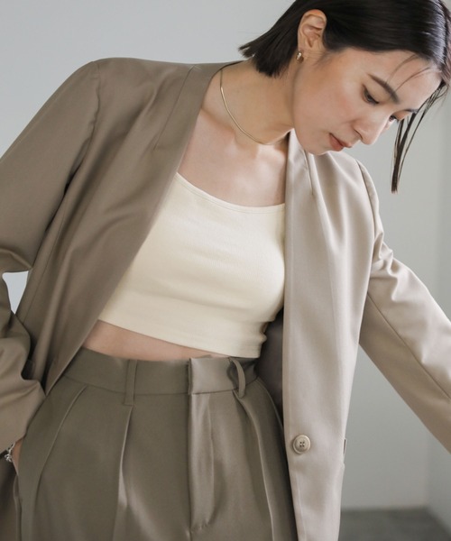 select MOCA(セレクトモカ)の「【サイズ展開あり】カップ付きショートキャミソール(キャミソール・レディース・グレイッシュベージュ/ブラック/アイボリー/スミクロ・FREE/LARGE/SMALL)」の9枚目の写真