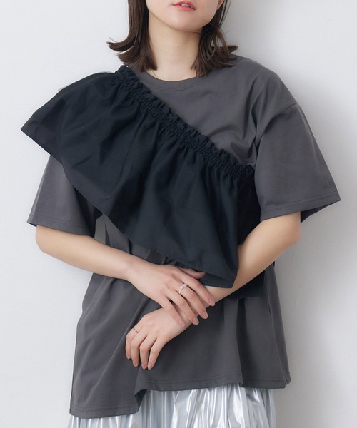 RETRO GIRL(レトロガール)の「ビスチェSETTEE(Tシャツ/カットソー・レディース・オフホワイト/ナチュラル/チャコールグレー・FREE)」の1枚目の写真