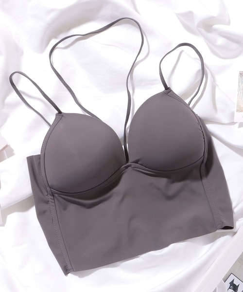 Lace Ladies(レースレディース)の「ソリッドカラー ホルターネック コンパクト カップイン キャミソール(キャミソール・レディース・グレー/ブラック/ホワイト・FREE)」の3枚目の写真