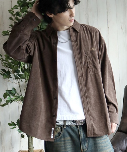 GERRY（ジェリー）の「【GERRY/ジェリー】ワンポイントロゴ ロングスリーブ コーデュロイシャツ（シャツ/ブラウス・メンズ・アイボリー/ネイビー/ブラウン/ダークグレー/マルチ/ワイン・LL/L/M）」の4枚目の写真