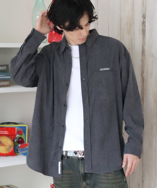 GERRY（ジェリー）の「【GERRY/ジェリー】ワンポイントロゴ ロングスリーブ コーデュロイシャツ（シャツ/ブラウス・メンズ・アイボリー/ネイビー/ブラウン/ダークグレー/マルチ/ワイン・LL/L/M）」の3枚目の写真