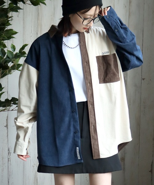 GERRY（ジェリー）の「【GERRY/ジェリー】ワンポイントロゴ ロングスリーブ コーデュロイシャツ（シャツ/ブラウス・メンズ・アイボリー/ネイビー/ブラウン/ダークグレー/マルチ/ワイン・LL/L/M）」の6枚目の写真