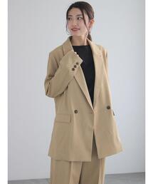 Te chichi | リネンブレンドダブルテーラードジャケット（セットアップ可）(ノーカラージャケット)