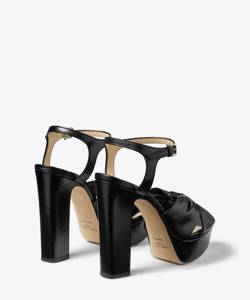 送関込■Jimmy Choo■Heloise 120 キャンバス＆レザー サンダル HELOISE 120 | ブラック ナッパレザー・プラットフォーム