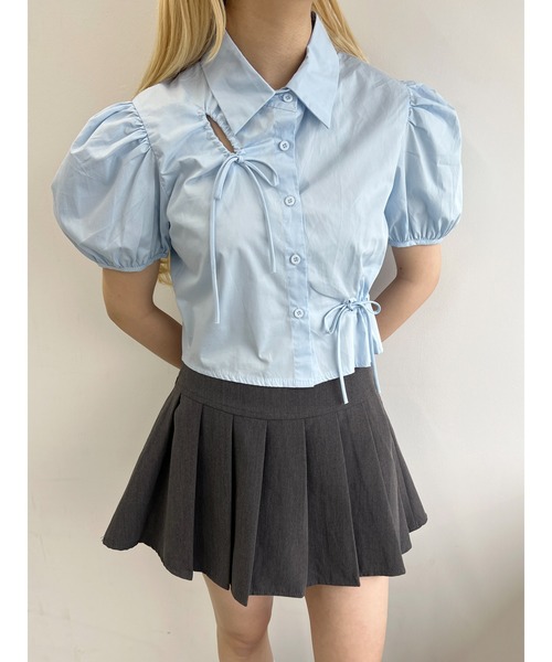 PHILLY（フィリー）の「【PHILLY】リボンドロストブラウス（シャツ/ブラウス・レディース・ホワイト/ブルー・FREE）」の2枚目の写真