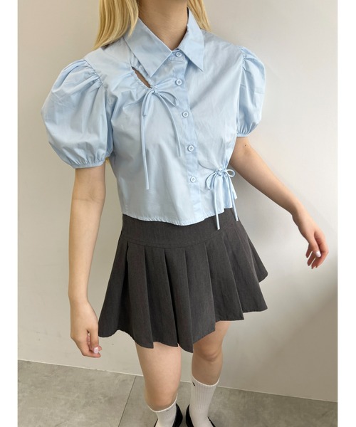 PHILLY（フィリー）の「【PHILLY】リボンドロストブラウス（シャツ/ブラウス・レディース・ホワイト/ブルー・FREE）」の8枚目の写真