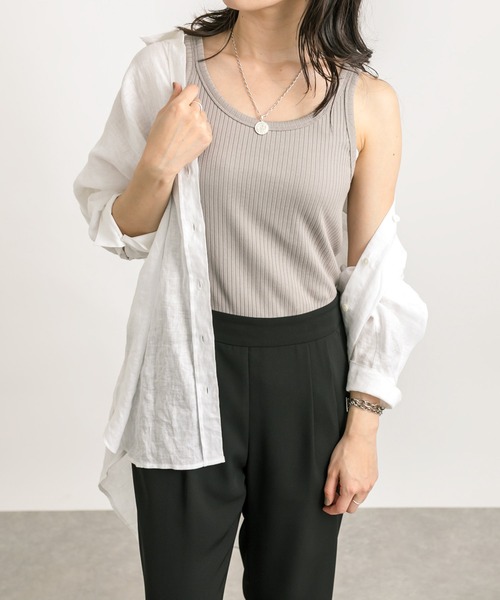 RIVE DROITE（リヴドロワ）の「2wayテレコタンク（タンクトップ・レディース・オフホワイト/グレー系その他/ブラック・FREE）」の3枚目の写真
