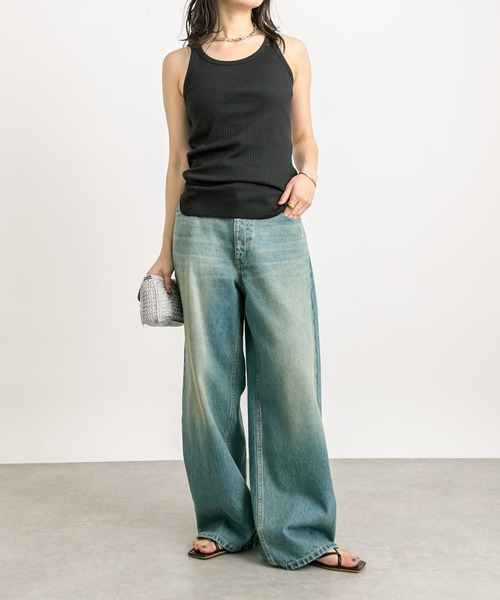 RIVE DROITE（リヴドロワ）の「2wayテレコタンク（タンクトップ・レディース・オフホワイト/グレー系その他/ブラック・FREE）」の12枚目の写真