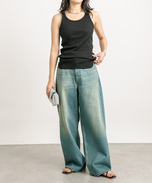 RIVE DROITE（リヴドロワ）の「2wayテレコタンク（タンクトップ・レディース・オフホワイト/グレー系その他/ブラック・FREE）」の13枚目の写真