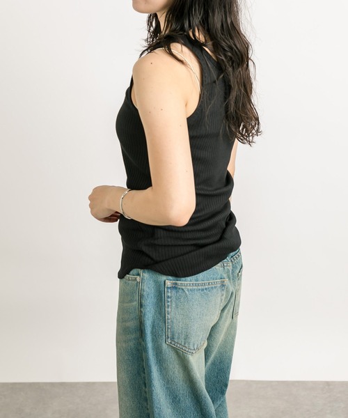 RIVE DROITE（リヴドロワ）の「2wayテレコタンク（タンクトップ・レディース・オフホワイト/グレー系その他/ブラック・FREE）」の17枚目の写真