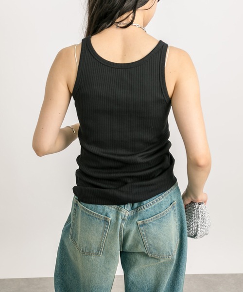 RIVE DROITE（リヴドロワ）の「2wayテレコタンク（タンクトップ・レディース・オフホワイト/グレー系その他/ブラック・FREE）」の18枚目の写真