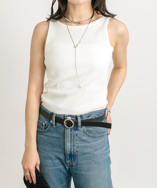 RIVE DROITE（リヴドロワ）の「2wayテレコタンク（タンクトップ・レディース・オフホワイト/グレー系その他/ブラック・FREE）」の10枚目の写真